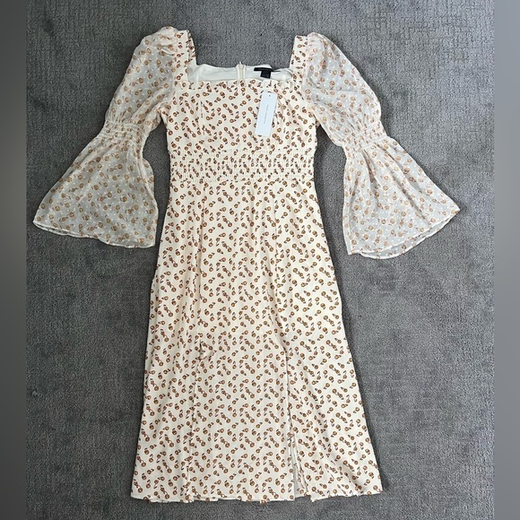 French Connection Francine Callie Smock Dress Clotted Cream - Picture 3 of 8